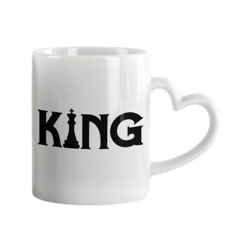 King chess, Mug heart handle, ceramic, 330ml