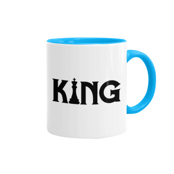 King chess, Κούπα χρωματιστή γαλάζια, κεραμική, 330ml