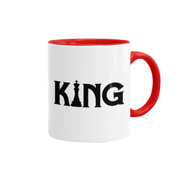 King chess, Κούπα χρωματιστή κόκκινη, κεραμική, 330ml