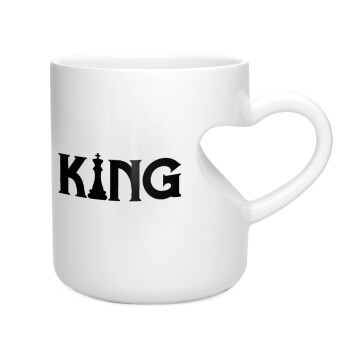 King chess, Κούπα καρδιά λευκή, κεραμική, 330ml
