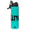 Metallic water bottle with safety lid, 850ml aluminum
