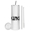 Tumbler stainless steel 600ml, with metal straw & cleaning brush