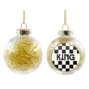King chess, Χριστουγεννιάτικη μπάλα δένδρου διάφανη με χρυσό γέμισμα 8cm