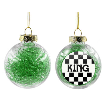 King chess, Χριστουγεννιάτικη μπάλα δένδρου διάφανη με πράσινο γέμισμα 8cm