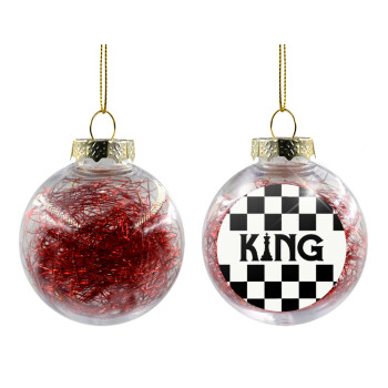 King chess, Χριστουγεννιάτικη μπάλα δένδρου διάφανη με κόκκινο γέμισμα 8cm