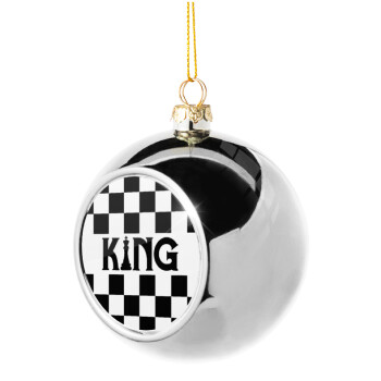 King chess, Χριστουγεννιάτικη μπάλα δένδρου Ασημένια 8cm