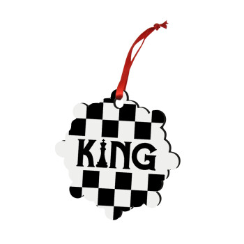 King chess, Χριστουγεννιάτικο στολίδι snowflake ξύλινο 7.5cm