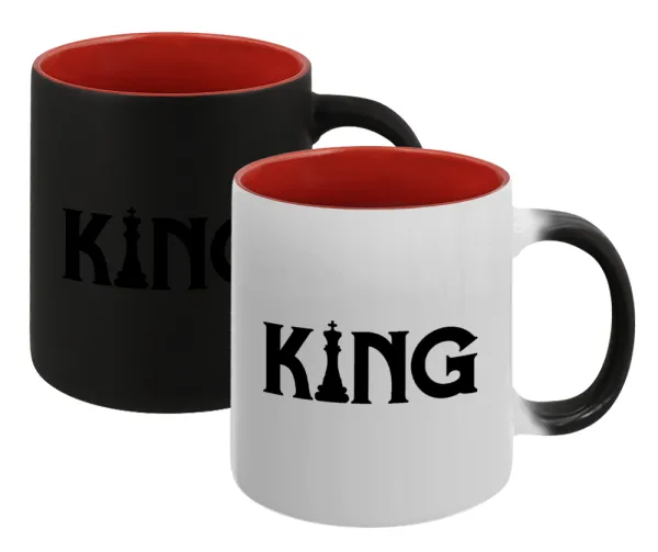 King chess — Magic mug with red interior, ceramic, 330ml, changes colour with hot drinks