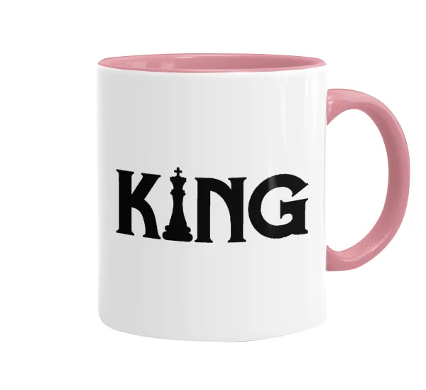 King chess — Κούπα χρωματιστή ροζ, κεραμική, 330ml