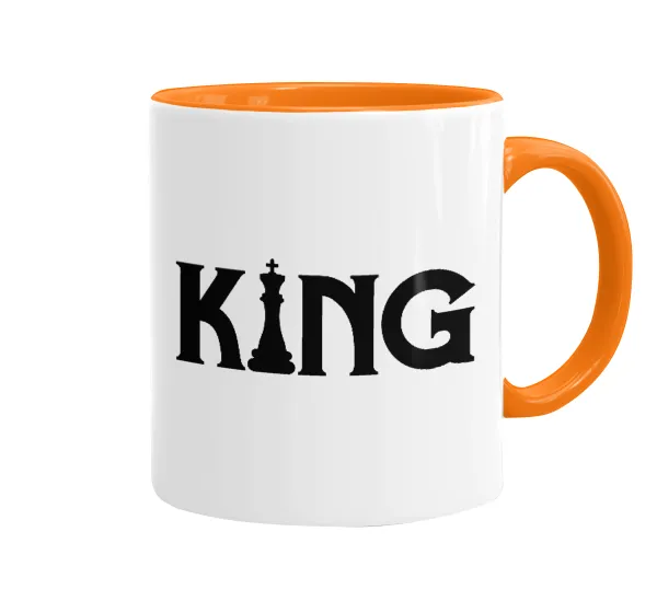 King chess — Κούπα χρωματιστή πορτοκαλί, κεραμική, 330ml
