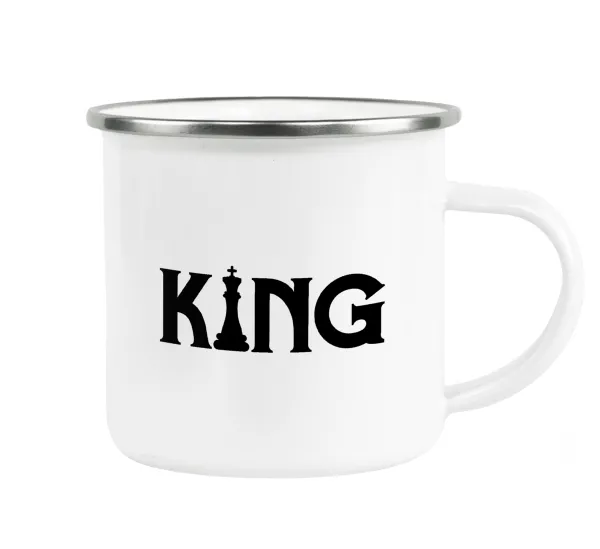 King chess — Metallic enamel cup white 360ml