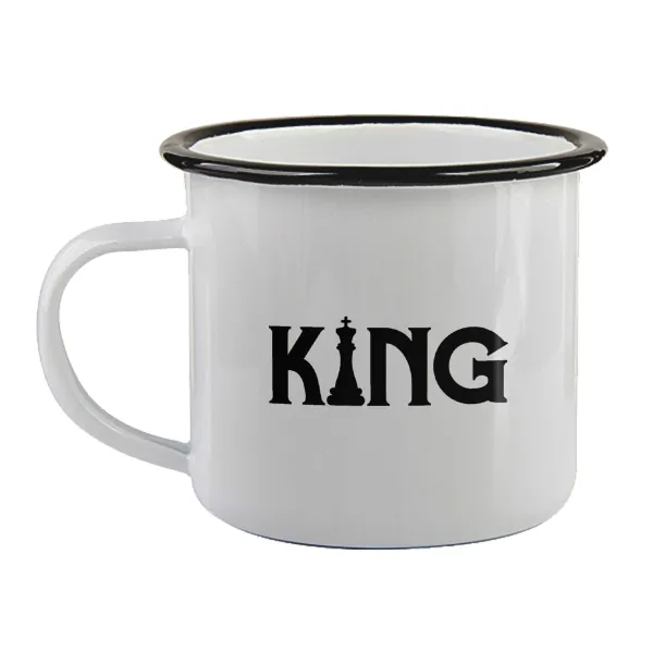 King chess — Enamel mug with black rim, 360ml