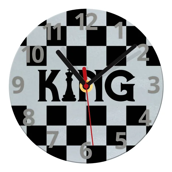 King chess — Glass wall clock (20cm)