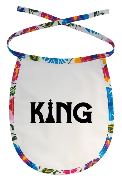 King chess — Stain-resistant baby bib with tie, multicoloured