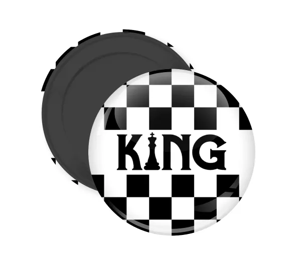 King chess — Round fridge magnet, 5cm
