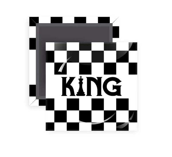 King chess — Square fridge magnet, 5x5cm