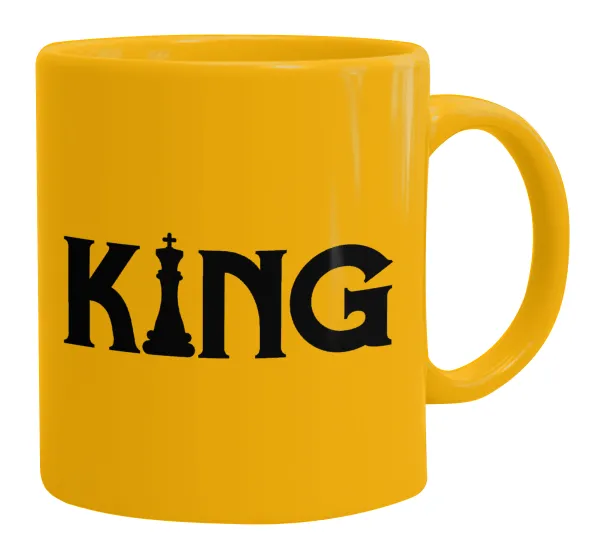 King chess — Ceramic coffee mug yellow, 330ml