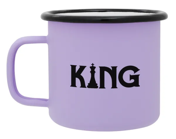 King chess — Metal enamel mug, matte light pastel purple, 360ml