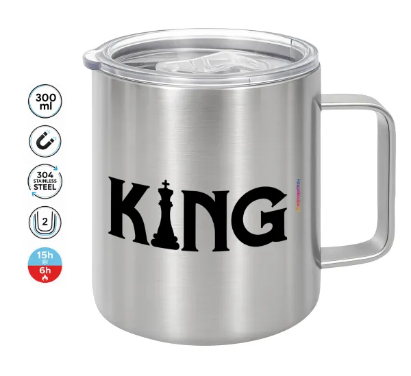 King chess — Double-walled stainless steel mug 300ml with temperature-retaining lid