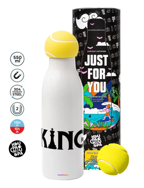 King chess — Tennis ball Metal mug thermos White, double wall, 550ml