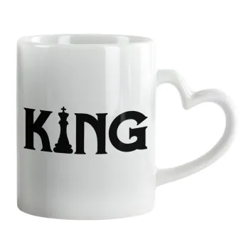 King chess, Mug heart handle, ceramic, 330ml