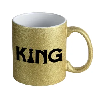 King chess, Κούπα Χρυσή Glitter που γυαλίζει, κεραμική, 330ml
