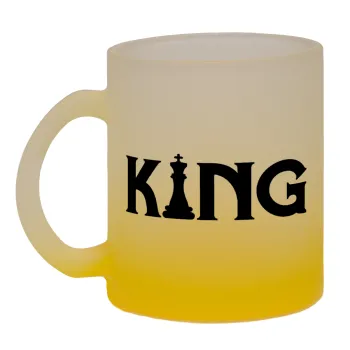 King chess, Κούπα γυάλινη δίχρωμη με βάση το κίτρινο ματ, 330ml