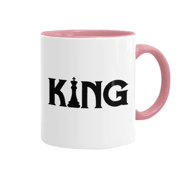 King chess, Mug colored pink, ceramic, 330ml