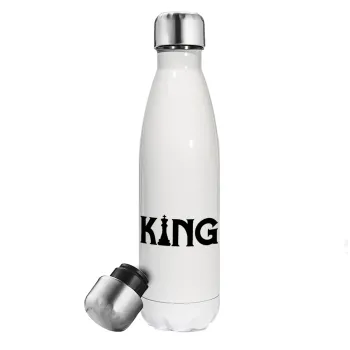 King chess, Metal mug thermos White (Stainless steel), double wall, 500ml