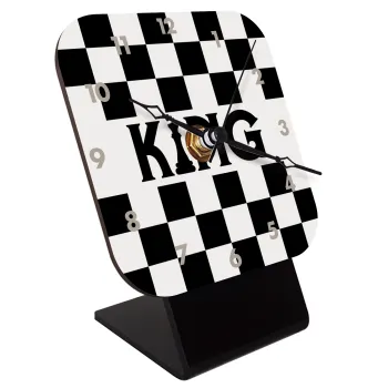 King chess, Επιτραπέζιο ρολόι ξύλινο με δείκτες (10cm)
