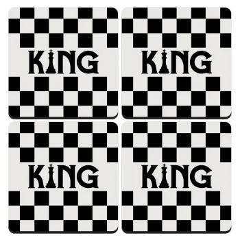 King chess, ΣΕΤ 4 Σουβέρ ξύλινα τετράγωνα (9cm)