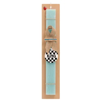 King chess, Easter Set, wooden keychain & aromatic flat Easter candle (30cm) (TURQUOISE)