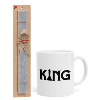 King chess, Easter Set, Ceramic Cup (330ml) & Easter aromatic flat candle (30cm) (GRAY)