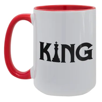 King chess, Κούπα Mega 15oz, κεραμική Κόκκινη, 450ml