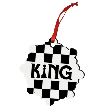 King chess, Στολίδι Χριστουγεννιάτικο στολίδι snowflake ξύλινο 7.5cm