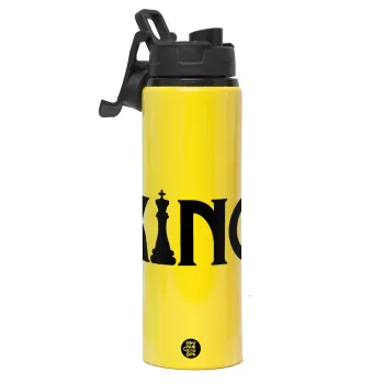 King chess, Metallic water bottle with safety lid, 850ml aluminum