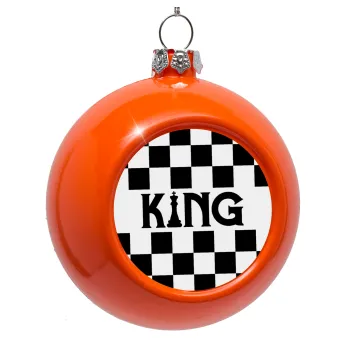 King chess, Orange Christmas tree ornament bauble 8cm