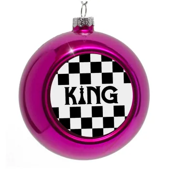 King chess, Purple Christmas tree ornament bauble 8cm