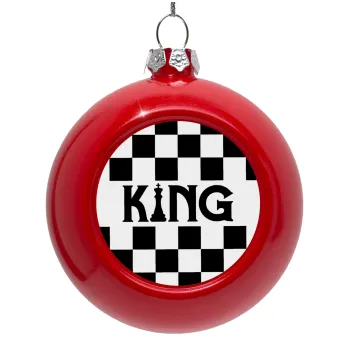King chess, Red Christmas tree ornament bauble 8cm