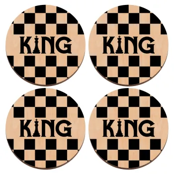 King chess, ΣΕΤ x4 Σουβέρ ξύλινα στρογγυλά plywood (9cm)