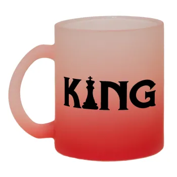 King chess, Κούπα γυάλινη δίχρωμη με βάση το κόκκινο ματ, 330ml