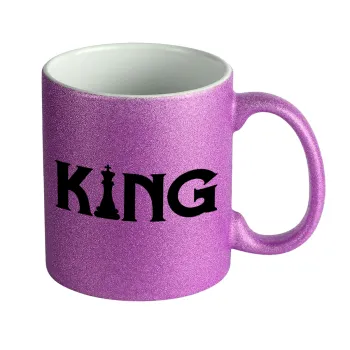 King chess, Κούπα Μωβ Glitter που γυαλίζει, κεραμική, 330ml