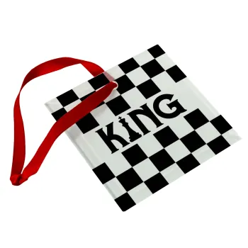 King chess, Christmas ornament, glass square ornament 9x9cm