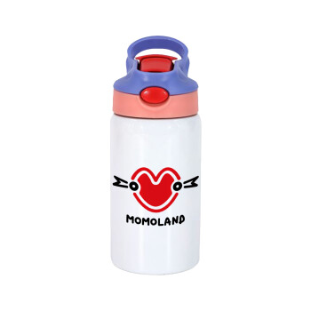 Momoland, Children's hot water bottle, stainless steel, with safety straw, pink/purple (350ml)