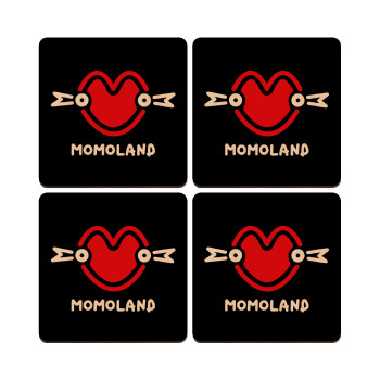 Momoland, ΣΕΤ x4 Σουβέρ ξύλινα τετράγωνα plywood (9cm)