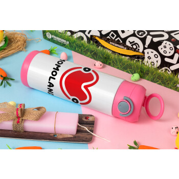 Momoland, Πασχαλινή Λαμπάδα με Παιδικό παγούρι θερμό, ανοξείδωτο, με καλαμάκι ασφαλείας, ΡΟΖ (500ml)