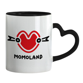 Momoland, Κούπα καρδιά χερούλι μαύρη, κεραμική, 330ml