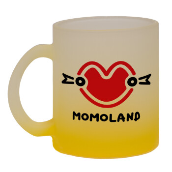 Momoland, Κούπα γυάλινη δίχρωμη με βάση το κίτρινο ματ, 330ml