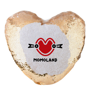 Momoland, Μαξιλάρι καναπέ καρδιά Μαγικό Χρυσό με πούλιες 40x40cm περιέχεται το  γέμισμα