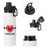 Metal water bottle with safety cap, aluminum 850ml